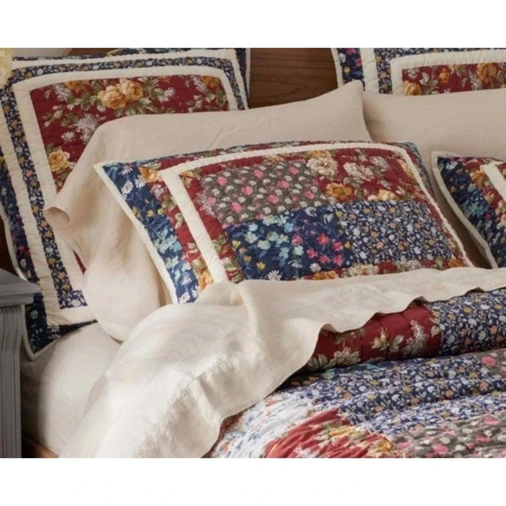 Company Store Aahana Patchwork Quilted Sham - Navy, Standard